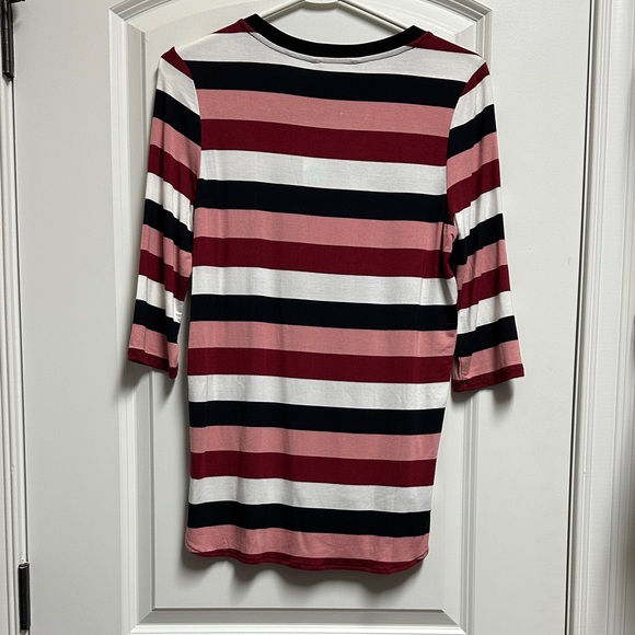 41 Hawthorn Striped Long Sleeve Top - Black, White, and Pink - Picture 2 of 3